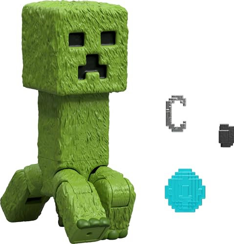 Mattel Minecraft Action Figure Age 6+ & Accessories Set, 4-inch Creeper Posable Character Collectible Inspired by A Minecraft Movie, JFR58