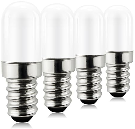 Bigzom Lampadina Frigorifero, o macchina da cucire, 1.5W Led E14 sostitutiva della lampadina alogena da 15W Bianco caldo 3000K, 135LM, 220-240VAC, confezione da 4