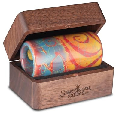 Koru Premium Ceramic Guitar Slide – Earthy Blues & Spirals, Handcrafted (Large)