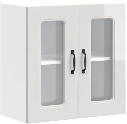 vidaXL Kitchen Wall Cabinet with Glass Door Kalmar High Gloss White