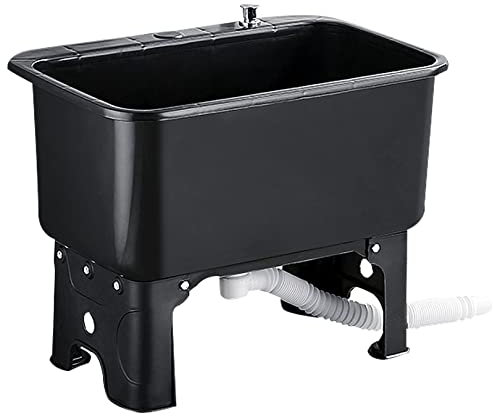 Slop Sinks,Utility Mop Sink Laundry Tub Slop Sinks with Drains, PP Material Floor Mop Sink for Restaurant, Business (40cm(1 7in),Black)