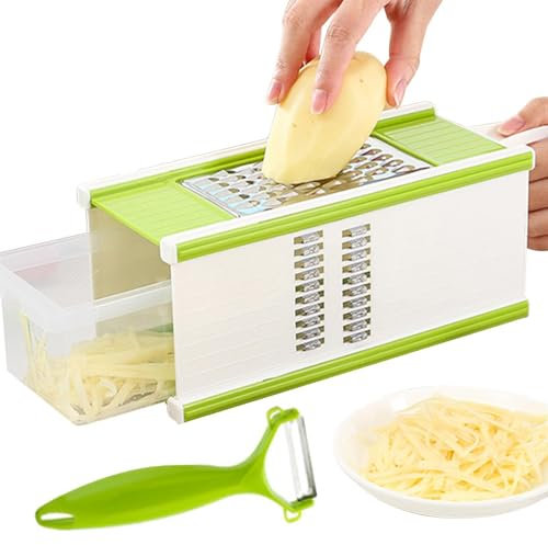 Pelapatate per verdure Tagliaverdure a lati Tritatutto multifunzionale con contenitore, affettaverdure, tritatutto per aglio, utensili da cucina