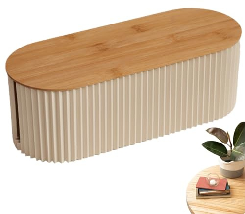 Caja de Cables, Caja de gestión de Cables, Caja Grande Organizador de Cables con Tapa de Madera para Cables, Adaptador de Caja de gestión de Cables, Organizador de Cables, Organizador Cables (Blanco)