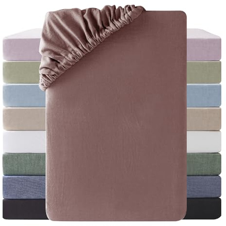 SOULFUL Spannbettlaken 160x200cm, 100% Gewaschene Baumwolle Bettlaken Spannbetttuch bis 25cm Matratzenhöhe, Atmungsaktiv mit Leinenartigem Griff, öKotex Zertifiziert-Ziegelrot