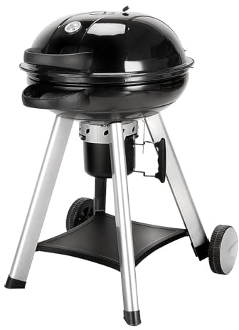 TAINO NEO Holzkohle-Kugelgrill mit klappbarem Deckel Kettle-Grill Ø 57 cm Thermometer Schwarz