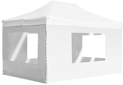 Professionellt hopfällbart festtält med väggar aluminium 4,5 x 3 m vit