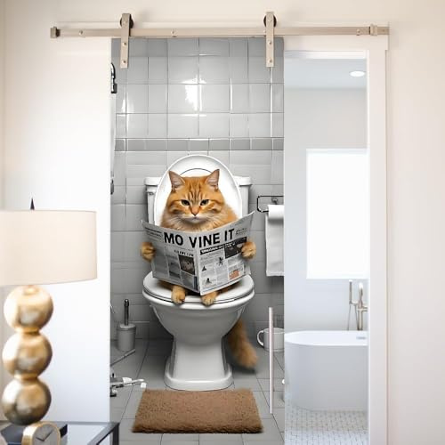 Türtapete Selbstklebend 80x200 Fenster Türfolie Türposter Schelmisch Katze Türklebefolie Wandbild Türaufkleber Wandtapete 3D Effekt für Wohnzimmer Schlafzimmer Küche