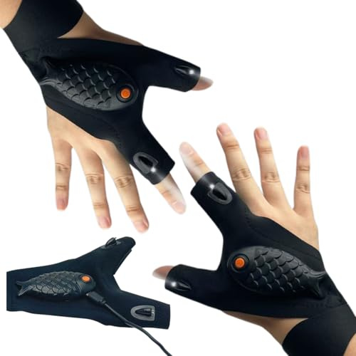 Guantes Linterna, guantes con accesorios de pesca ligeros, Guantes de Pesca al Aire Libre, Herramientas de Hombre/Mujer, Regalos Aparatos para Manitas, Reparación de Coches, Camping, Caza