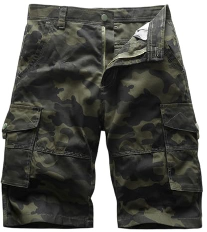 Genérico Shorts, Camuflaje Corto Bermudas Short Jeans Algodón Montaña Bolsillos Mens Pantalon Pantalon Corto Camuflaje Hombre, Pantalón Vaqueros Multibolsillos Pantalones 3/4 Hombre, M