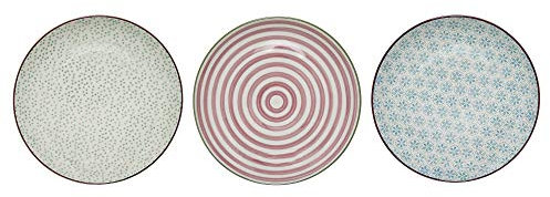 Bloomingville Teller Patrizia, blau grün rosa, Keramik, 3er Set, 20 cm