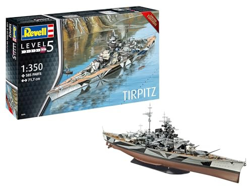 Revell 05096 Battleship Tirpitz Platinum Edition 1:350 Scale Unbuilt/Unpainted Plastic Model Kit, Grey