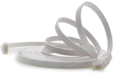 1aTTack.de 20 m – vit – 1 styck – Cat.6 platt nätverkskabel Cat6 platt kabel ultra platt Cat.6 patchkabel 1000 Mbit/s Gigabit LAN (RJ45) platt smal mikro