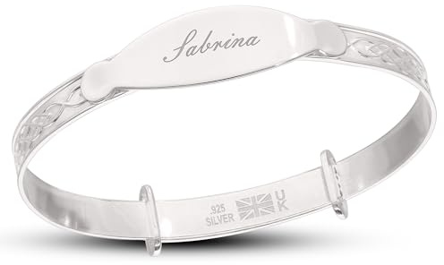 Dolce Valentina - Personalised Baby Gift - Sterling Silver Bangle with Celtic Pattern, Newborn Christening Gift & New Baby Gifts, Baby Bracelet (0-1 Year)