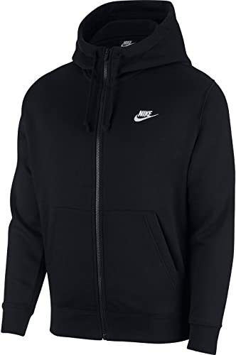 Nike Herren Sportswear Club Fleece Hoodie Mit Durchgehendem Reißverschluss, Black/Black/White, XXL EU