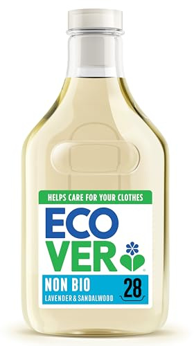 Ecover Non Bio Laundry Detergent, Laundry Washing Liquid, Fresh Lavender & Sandalwood Scent 1 x 28 Wash, 1 x 1L