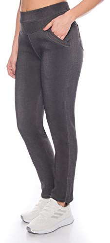 Kendindza - Leggings termici da donna foderati con aspetto in stile jeans e interno in pile di microfibra, base opaca, Nero | modello 2., XXL