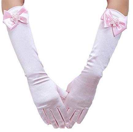 AWOCAN Princess Satin Gloves - Formal Dress Up Gloves With Bows