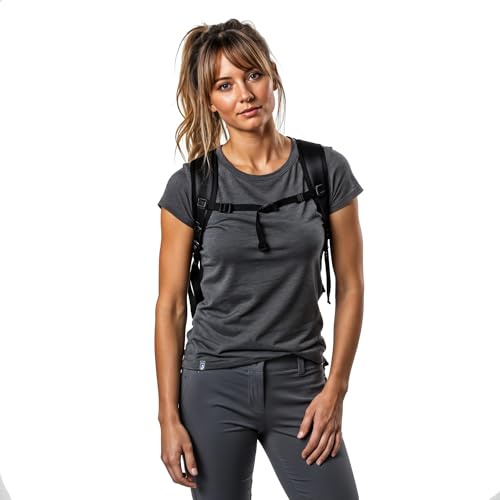 ALPIN LOACKER Merino Shirt Damen Kurzarm und Poloshirt I atmungsaktives Funktionsshirt schnelltrocknend für Sport und Wandern I Merinowolle Tshirt und Thermooberteil, Grau S