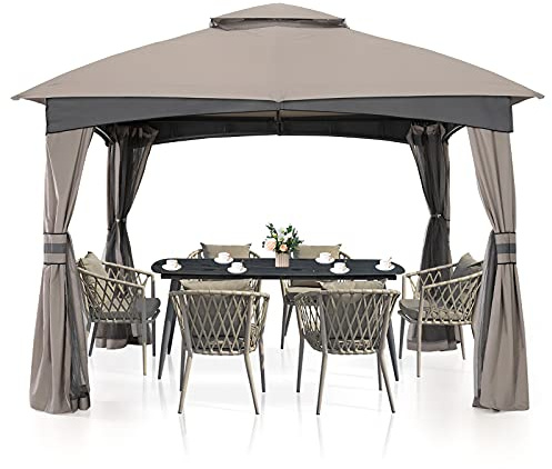 MASTERCANOPY Outdoor Patio Gazebo for Garden with Upgrade Steel Frame and Netting Walls (10x10,Gray)