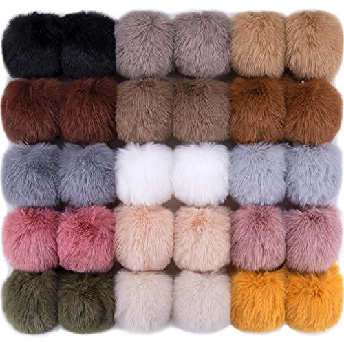 BQTQ 30 pezzi pompon finta pelliccia palle fai da te in finta pelliccia pom pom soffici per accessori borsa guanti sciarpa portachiavi (15 colori chiari)