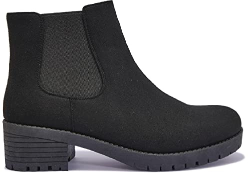sole london WOMENS ANKLE CHELSEA WINTER ZIP FLAT LOW BLOCK HEEL LADIES OFFICE BOOTS
