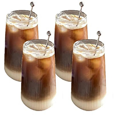 NSXIN Lot de 4 verres à latte macchiato 400 ml - Verres à thé en cristal transparent - Résistant à la chaleur - Pour cocktail, café, latte macchiato - Moderne (type B / 500 ml)