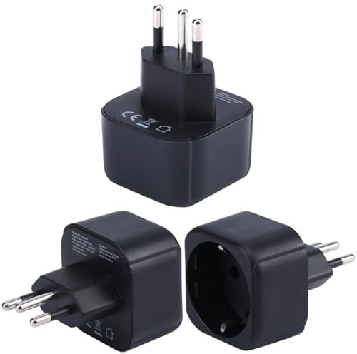 Adaptateur de Prise Europe vers Brésil, Prise Schuko Européenne/Allemande/Française/Italienne/Espagnole Prise Type C/E/F Adaptée au Convertisseur de Prise de Voyage Prise Brésilienne (3 pièces)