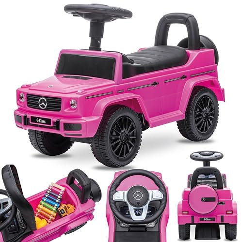 Rutschauto ab 1 Jahr, Mercedes in rot, blau, weiß, schwarz, kinderauto, Baby Auto, lauflernhilfe mit Hupe und Motorengeräuschen (Rosa)