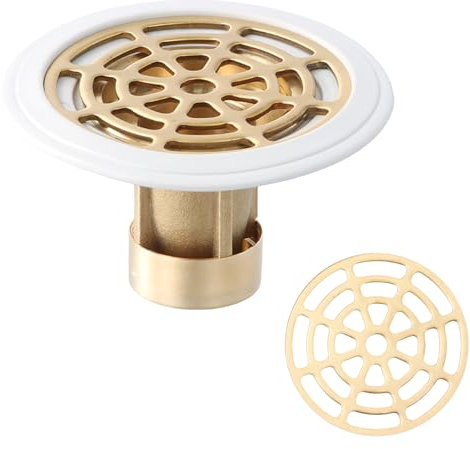 Litinliv Piletta Doccia a Pavimento,Scarico rotondo, Scarico a Pavimento in Ottone, Antiodore Inserto Doccia Scarico Pavimento Rifiuti, Scarico per doccia sifone per pavimento antiodore
