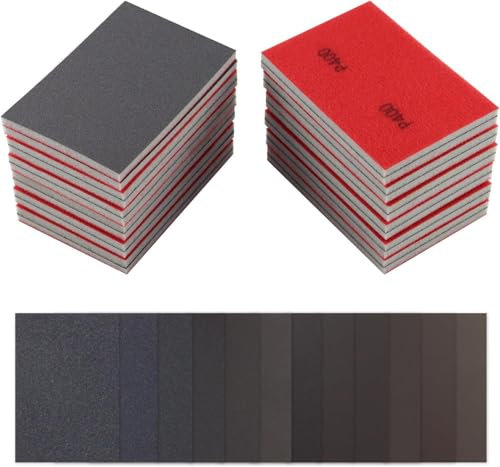 12 PCS Sanding Sponges, Assorted 180-3000 Grit Sanding Pads, Soft Foam Sand Blocks for Wet and Dry Use, Ideal for Polishing Models, Drywall, Metal, Wood, and Furniture.