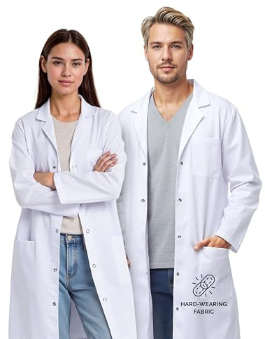 Hummingbird Labwear Blouse professionnelle pour femme & homme, unisexe, plusieurs poches, coupe décontractée, fermeture à boutons-pression (XL)