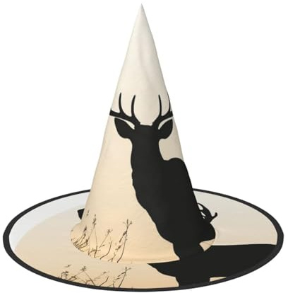 KLLTYHMU 1 chapeau de sorcière d'Halloween en forme de silhouette de cerf, chapeau de sorcière flottant pour homme et femme, accessoires de costume d'intérieur et d'extérieur, décorations d'Halloween