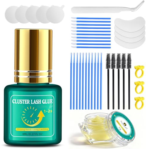 8ML Eyelash Extension Black Glue and Remover Kit - 1-2s Drying, 6 Weeks Strong Hold, Low Irritation Remover for Professional Salon, Home DIY & Special Occasions, Waterproof Eyelash Extension Supplies