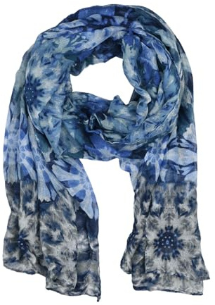 LUMBERJACK Sciarpa da Donna Morbida in Viscosa, Fantasia Tie-Dye Blu, Elegante e Calda, Con Scatola Regalo