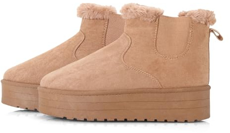 LUNATECH Womens Ankle Boots Winter Boots Warm Faux Fur Lining Slip On Snow Boots Platform Boots For Women Comfort