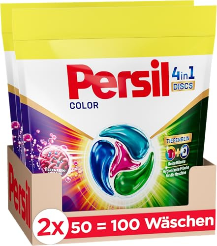 PERSIL 4-in-1 Colour Discs (100 washes), detergent with deep cleaner, colour detergent for clean wash and hygienic freshness for the machine