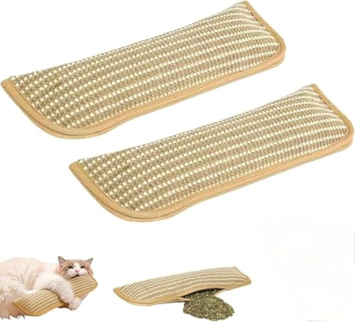 2PCS Catnip Kicker Pillow, Teeth Cleaning Catnip Pillows for Cats, Interactive Plush Cat Toys with Built-in Catnip,Training Small Breed Senior Self Entertainment Play Small+Large