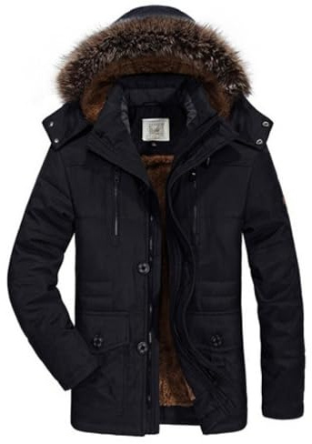 Men's Winter Puffer Jacket with Removable Faux Fur Hood, Waterproof Warm Parka Coat for Ski Snow Outdoor