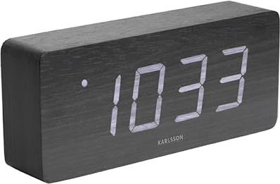 Karlsson Wecker Tube - Schwarz - 21x9x4,5cm - Rechteck - Holzfurnier - Wecker für Schlafzimmer