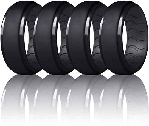 Dookeh Silikonring für Männer, Silikon-Ehering, Eheringe aus Gummi (P-All Black, 9)