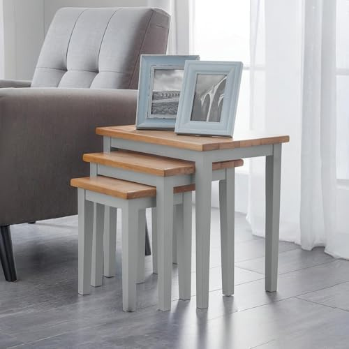 Julian Bowen Cleo Nest Of Tables - Grey & Oak Nesting