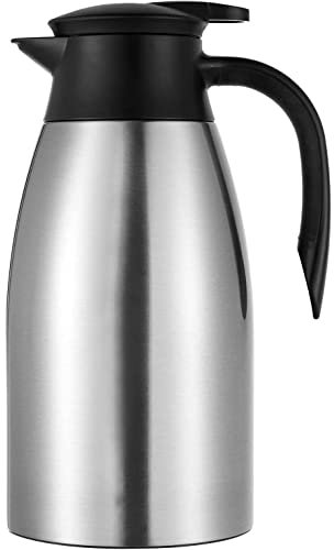 Webao - Cafetera isotérmica de acero inoxidable, 2 L, cierre rápido, doble pared, para té y café, color plateado