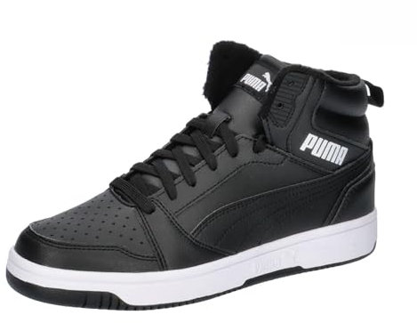 PUMA Unisex Kinder Rebound V6 Mid WTR Jr Sneaker, Black White, 37 EU