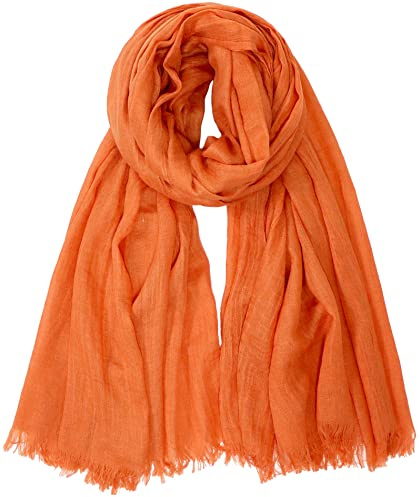 Bufandas de verano para mujer de algodón ligeras grandes largas de gasa Pañuelo de mujer elegante liso 75×43, naranja, Talla única