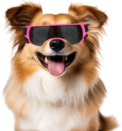 NAMSAN Sonnenbrille für Kleine Hunde Schutzbrille für Kleine Hunde Winddichte UV-Schutz Wasserdicht Hundebrille Welpen mit Einstellbar Gummiband-Rosa