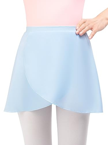 Monbessi Falda Ballet Niña Mujer - (Altura: 120-175 cm) Falda de Abrigola de Ballet Danza, Gasa para Ballet, Cintura Elástica (S, Azul)