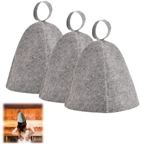 HJYDGJ 3 Pièces Feutre Bonnet Accessoires de Sauna IdéAux Sauna Anti-Chaleur Bonnet de Sauna pour Homme et Femme Chapeau Sauna en Feutre Chapeaux Bonnets De Sauna Pour Hommes et Femmes - Gris
