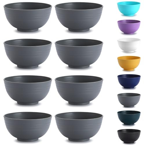 Kyraton plastik müslischüssel 8er, unzerbrechliche und wiederverwendbare leichte Schüssel für Reisnudelsuppe, Snack, Salat, Obst, spülmaschinenfest