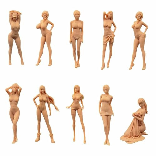 ZEDACAKAI (Lot de 10 figurines 1/24, un groupe de personnages de femmes matures, sexy et belles, modèle de scène miniature, kit de garage GK à colorier par vous-même