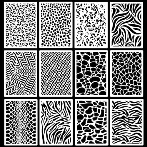 WakiHong 12 Stück Schablonen Set 15 * 21 cm Kunststoff Schablonen Vorlagen DIY Handwerk schablonen Malerei für Möbel Wandgestaltung,DIY Handwerk Scrapbooking Malen